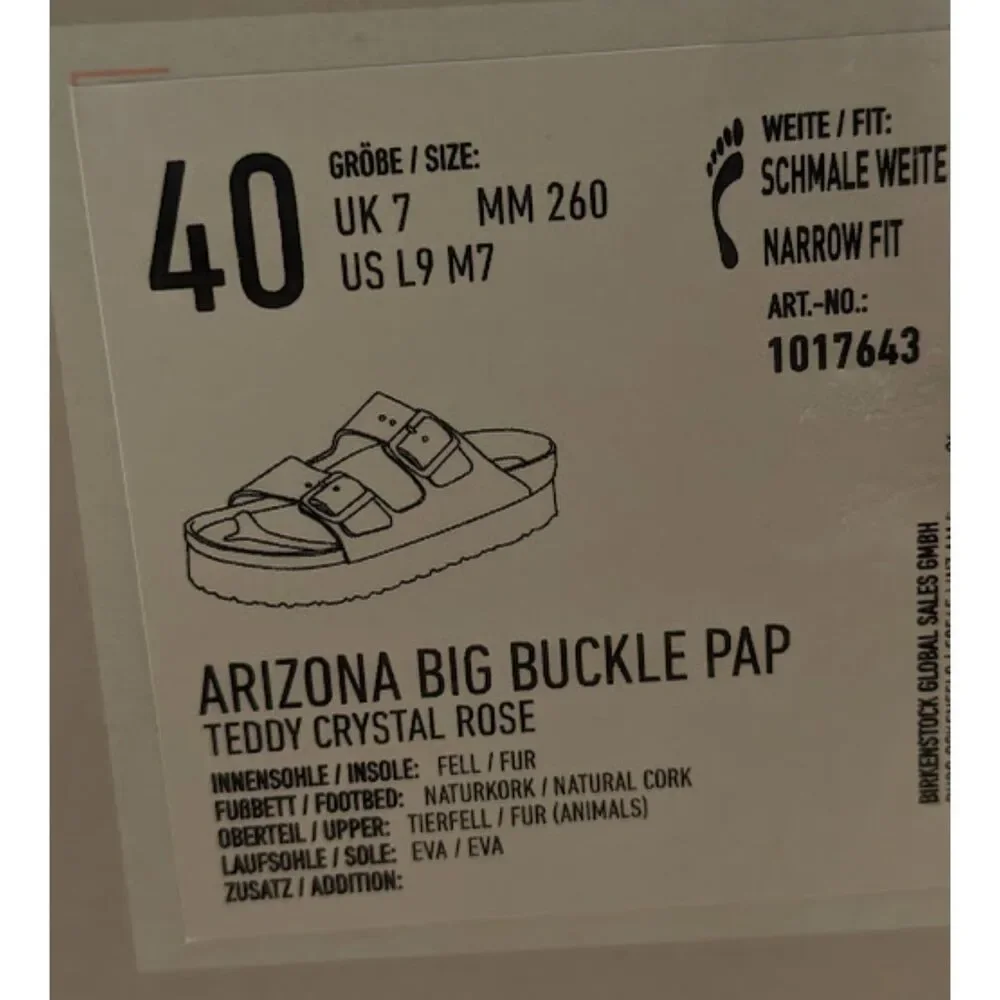 Birkenstock Arizona Crystal Rose Big Buckle Teddy Shearling Sandal EU 40 NIB